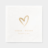 Eenvoudige Elegante Minimal Heart Custom Wedding Folie Servetten (Voorkant)