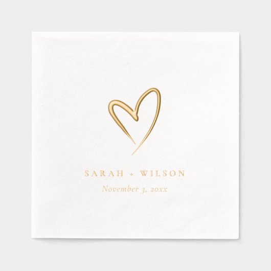 Eenvoudige Elegante Minimal Heart Custom Wedding Folie Servetten (Voorkant)