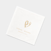 Eenvoudige Elegante Minimal Heart Custom Wedding Folie Servetten (Links)