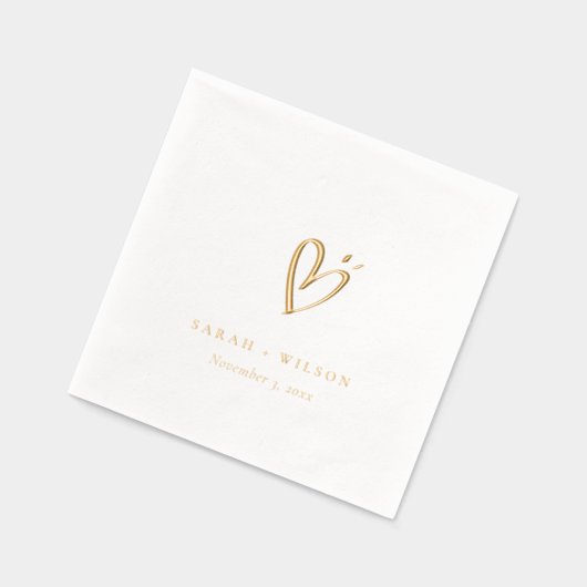 Eenvoudige Elegante Minimal Heart Custom Wedding Folie Servetten (Links)