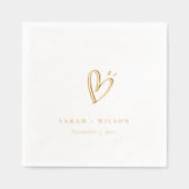 Eenvoudige Elegante Minimal Heart Custom Wedding Folie Servetten (Voorkant)