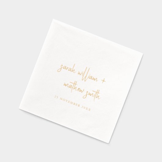 Eenvoudige Elegante Minimal Topography Script Wedd Folie Servetten (Links)