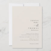 Eenvoudige elegante minimale beige bruiloft kaart (Voorkant)