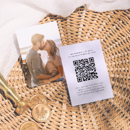 Eenvoudige Elegante Minimale Foto QR Code Bruiloft Informatiekaartje
