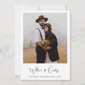 Eenvoudige Elegante Minimale Fotobruiloft Kaart (Voorkant)