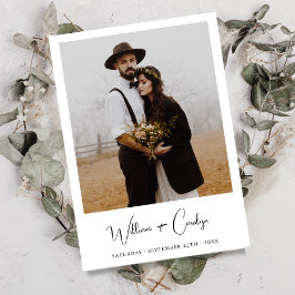 Eenvoudige Elegante Minimale Fotobruiloft Kaart