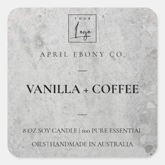 EENVOUDIGE ELEGANTE MINIMALE MODERNE BETONSTEEN LO VIERKANTE STICKER (Voorkant)