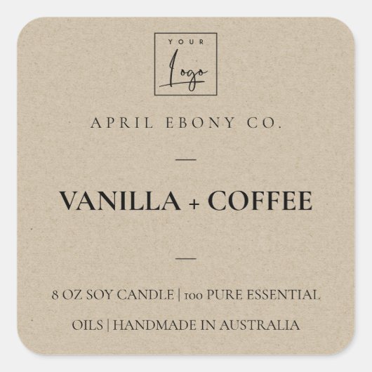 EENVOUDIGE ELEGANTE MINIMALE MODERNE RUSTIEKE KRAF VIERKANTE STICKER (Voorkant)