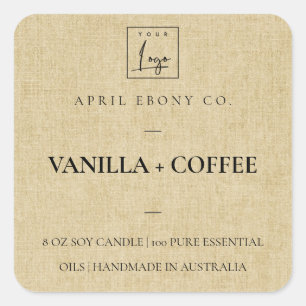 EENVOUDIGE ELEGANTE MINIMALE OKER LINNEN GEEL LOGO VIERKANTE STICKER