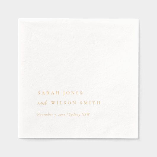 Eenvoudige Elegante Minimale Topografie Custom Wed Folie Servetten (Voorkant)