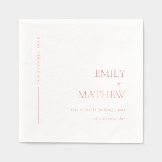 Eenvoudige Elegante Minimale Typografie Custom Wed Folie Servetten (Voorkant)