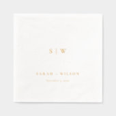 Eenvoudige Elegante Minimale Typografie Monogram H Folie Servetten (Voorkant)