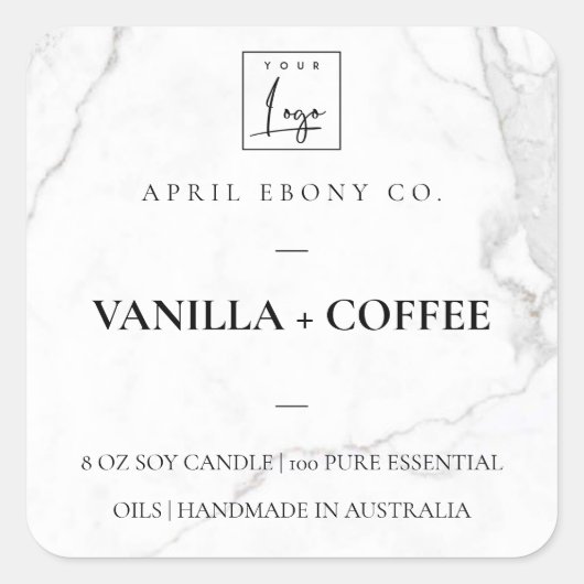 EENVOUDIGE ELEGANTE MINIMALE WITTE MARMEREN STEEN  VIERKANTE STICKER (Voorkant)