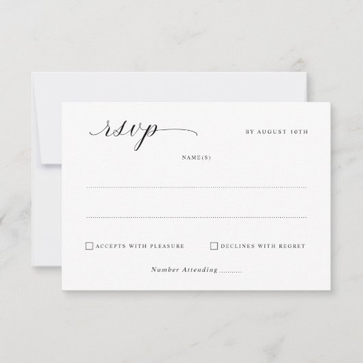 Eenvoudige Elegante Minimalistische Bruiloft Mail  RSVP Kaartje (Voorkant)