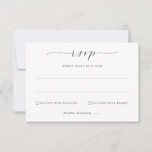 Eenvoudige Elegante Minimalistische Bruiloft Mail RSVP Kaartje (Voorkant)