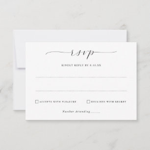 Eenvoudige Elegante Minimalistische Bruiloft Mail  RSVP Kaartje