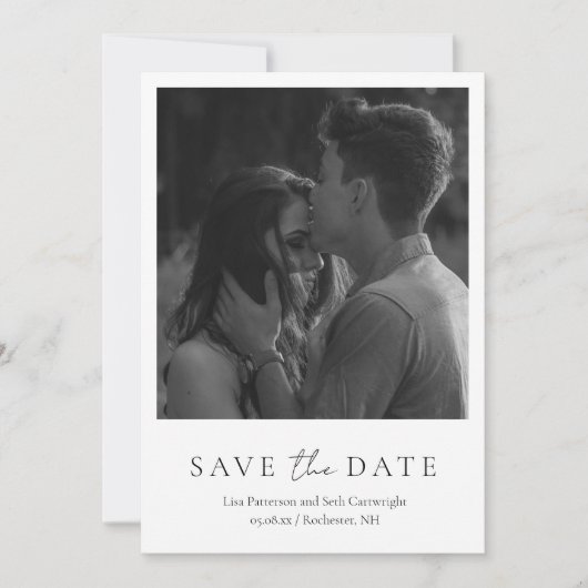 Eenvoudige Elegante Minimalistische Foto Moderne B Save The Date (Voorkant)