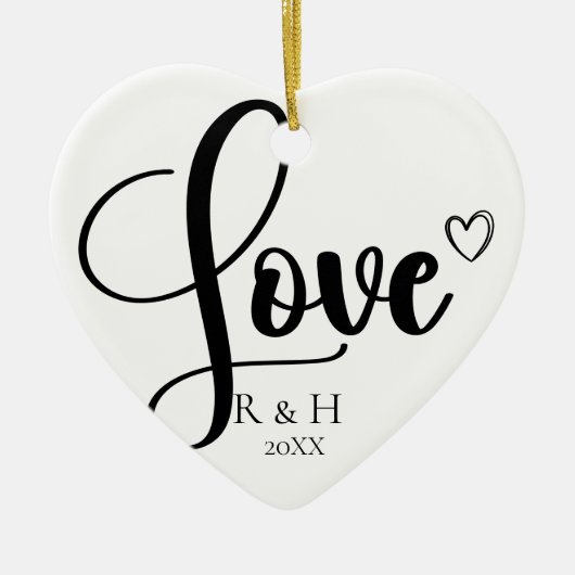 Eenvoudige Elegante Minimalistische Gepersonalisee Keramisch Ornament (Voorkant)