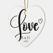 Eenvoudige Elegante Minimalistische Gepersonalisee Keramisch Ornament (Links)