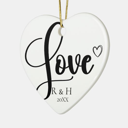 Eenvoudige Elegante Minimalistische Gepersonalisee Keramisch Ornament (Links)