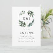 Eenvoudige elegante minimalistische groene krans b save the date (Staand voorkant)