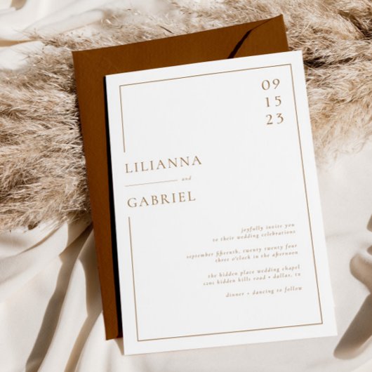 Eenvoudige Elegante Minimalistische lijn bruiloft Kaart