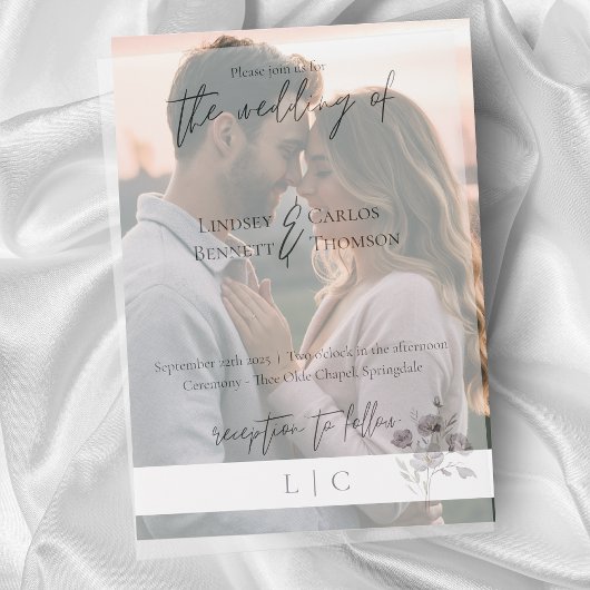 Eenvoudige elegante minimalistische marine kalligr vellum uitnodigingen