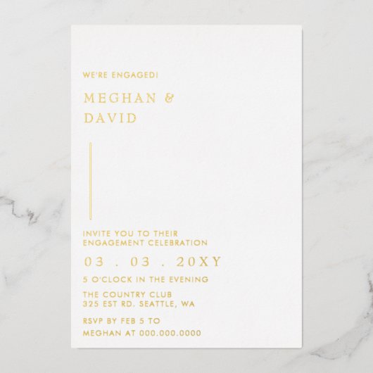 Eenvoudige Elegante Minimalistische Moderne Verlov Folie Uitnodiging (Voorkant)