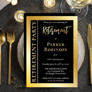 Eenvoudige elegante minimalistische pensioenpartij folie uitnodiging
