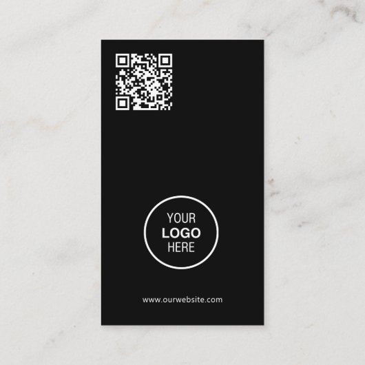 Eenvoudige elegante minimalistische QR-code zwart Visitekaartje (Achterkant)