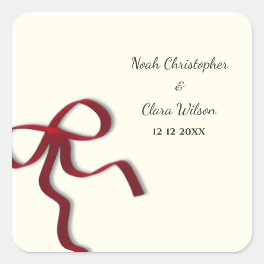 Eenvoudige elegante minimalistische Red Bow Classi Vierkante Sticker (Voorkant)