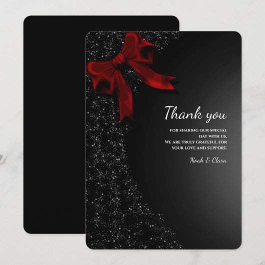 Eenvoudige elegante minimalistische rode boog beda bedankkaart (Voorkant / Achterkant)