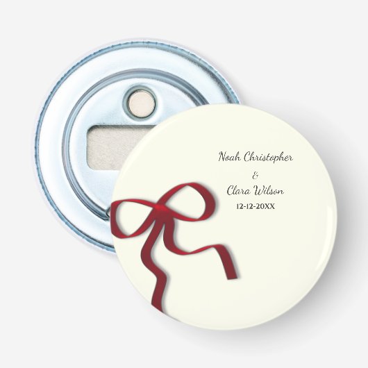 Eenvoudige elegante minimalistische rode boog button flesopener (Voorkant)