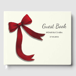 Eenvoudige Elegante Minimalistische Rode Strik Gastenboek