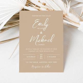 Eenvoudige Elegante Minimalistische Taupe Bruiloft Kaart