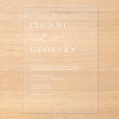 Eenvoudige elegante minimalistische transparante b acryl uitnodigingen (Voorkant)