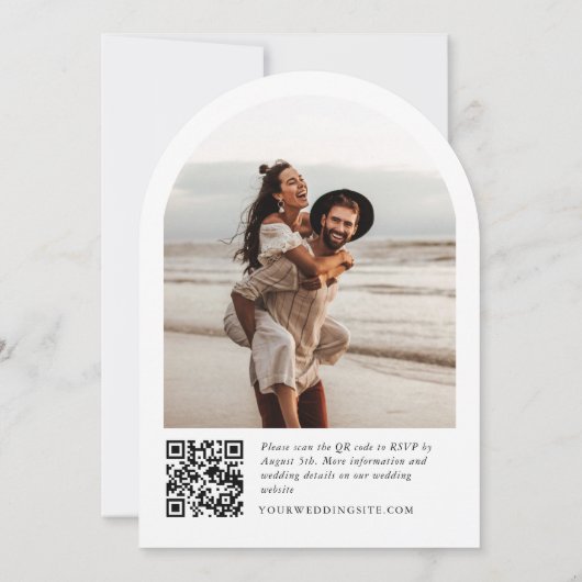 Eenvoudige Elegante Minimalistische Wedding QR-cod Kaart (Achterkant)