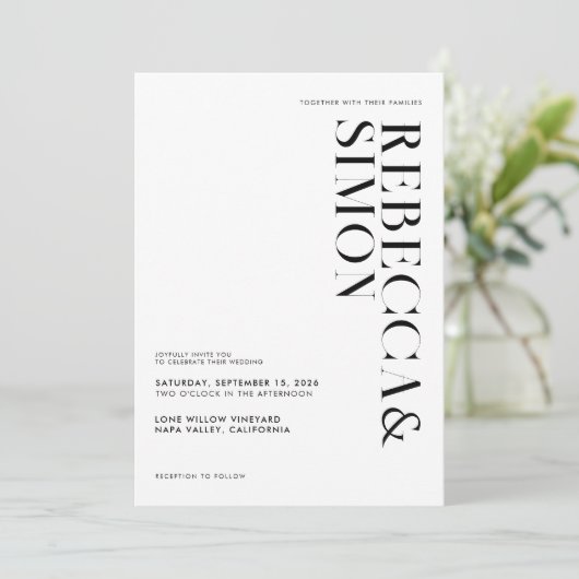 Eenvoudige Elegante minimalistische zwart-witte br Kaart (Staand voorkant)