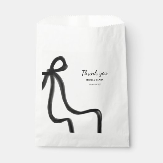 Eenvoudige elegante minimalistische zwarte strik bedankzakje (Voorkant)