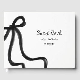 Eenvoudige elegante minimalistische zwarte strik gastenboek