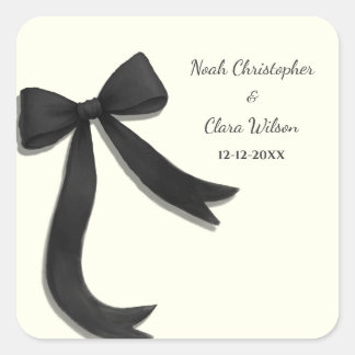Eenvoudige Elegante Minimalistische Zwarte Strik K Vierkante Sticker