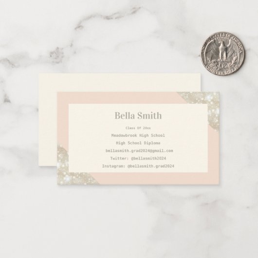 Eenvoudige Elegante Modern Afstuderen Note Kaart Notitiekaartje (Voorkant / Achterkant in situ)