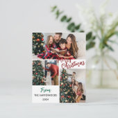 Eenvoudige Elegante moderne 3 foto Kerst Familie Feestdagenkaart (Staand voorkant)