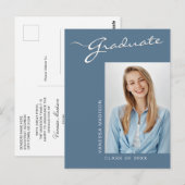 Eenvoudige elegante moderne Afstudeerder foto aank Briefkaart (Voorkant / Achterkant)