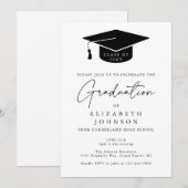 Eenvoudige elegante moderne afstudeerfeest uitnodi kaart (Voorkant / Achterkant)