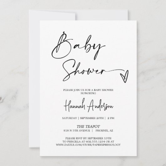 Eenvoudige Elegante Moderne Baby shower QR Code Fo Kaart (Voorkant)