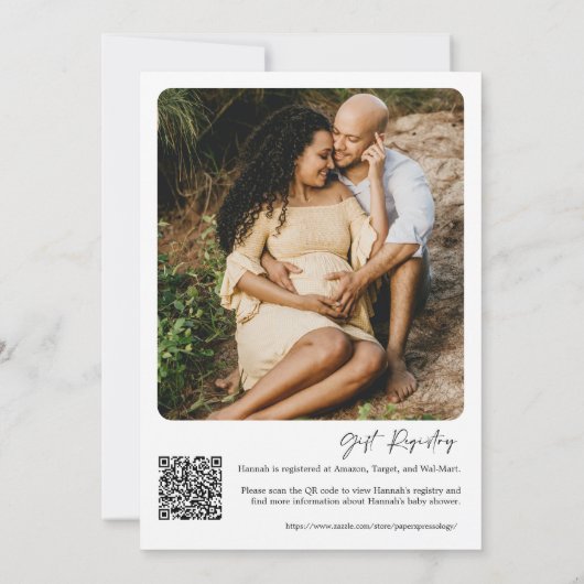 Eenvoudige Elegante Moderne Baby shower QR Code Fo Kaart (Achterkant)