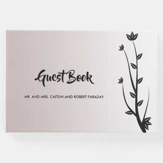 Eenvoudige Elegante Moderne bladeren Gastenboek (Voorkant)