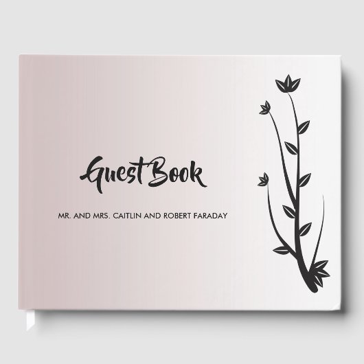Eenvoudige Elegante Moderne bladeren Gastenboek (Voorkant)