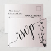 Eenvoudige Elegante Moderne bladeren rsvp Uitnodig Uitnodiging Briefkaart (Voorkant / Achterkant)